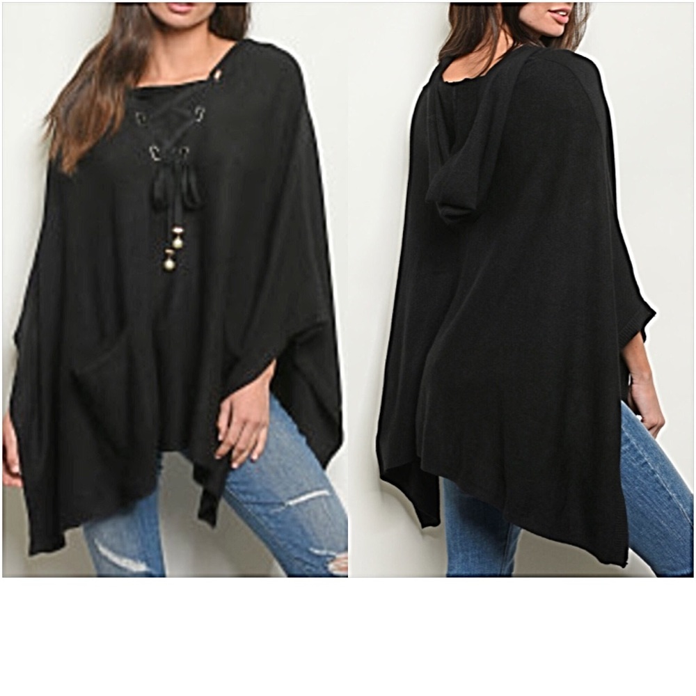 Gorgeous Poncho Hoodie Sweater Cardi O/S - Picture 1 of 7